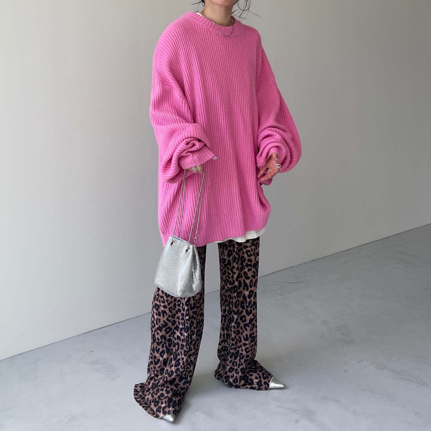 perfect silhouette super over knit / pink