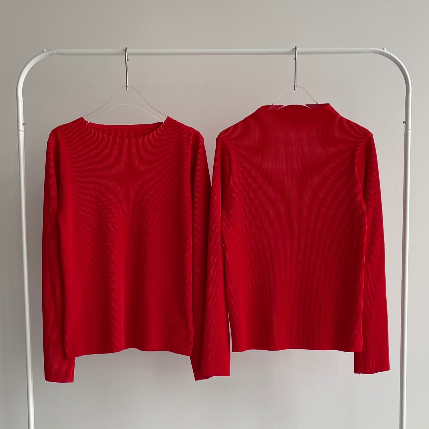 daily daily super stretch pleats tops / navy [プチハイ or クルーネック]