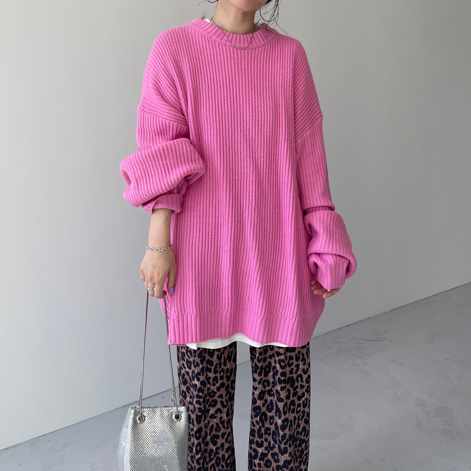 perfect silhouette super over knit / pink