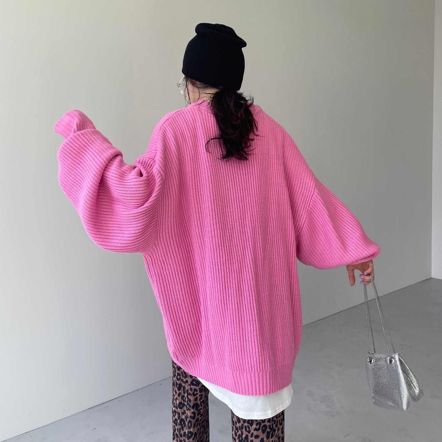 perfect silhouette super over knit / pink