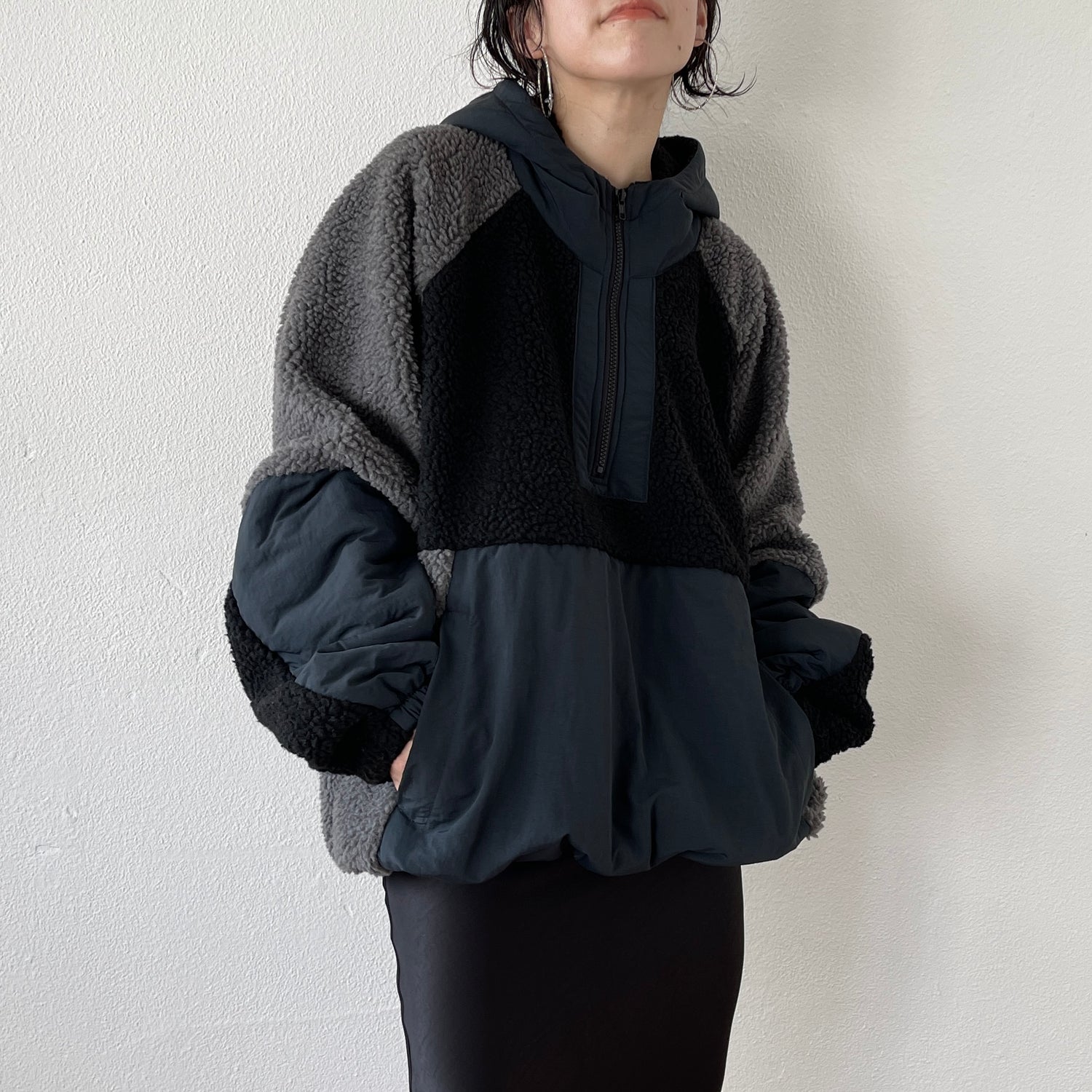 over size BOA hoodie blouson / black | wee9s | ウィークス 