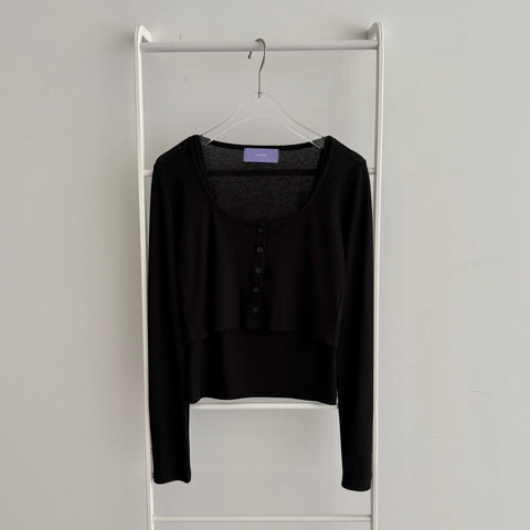 【SAMPLE】（2点SET）soft touch cardigan +tank top / black