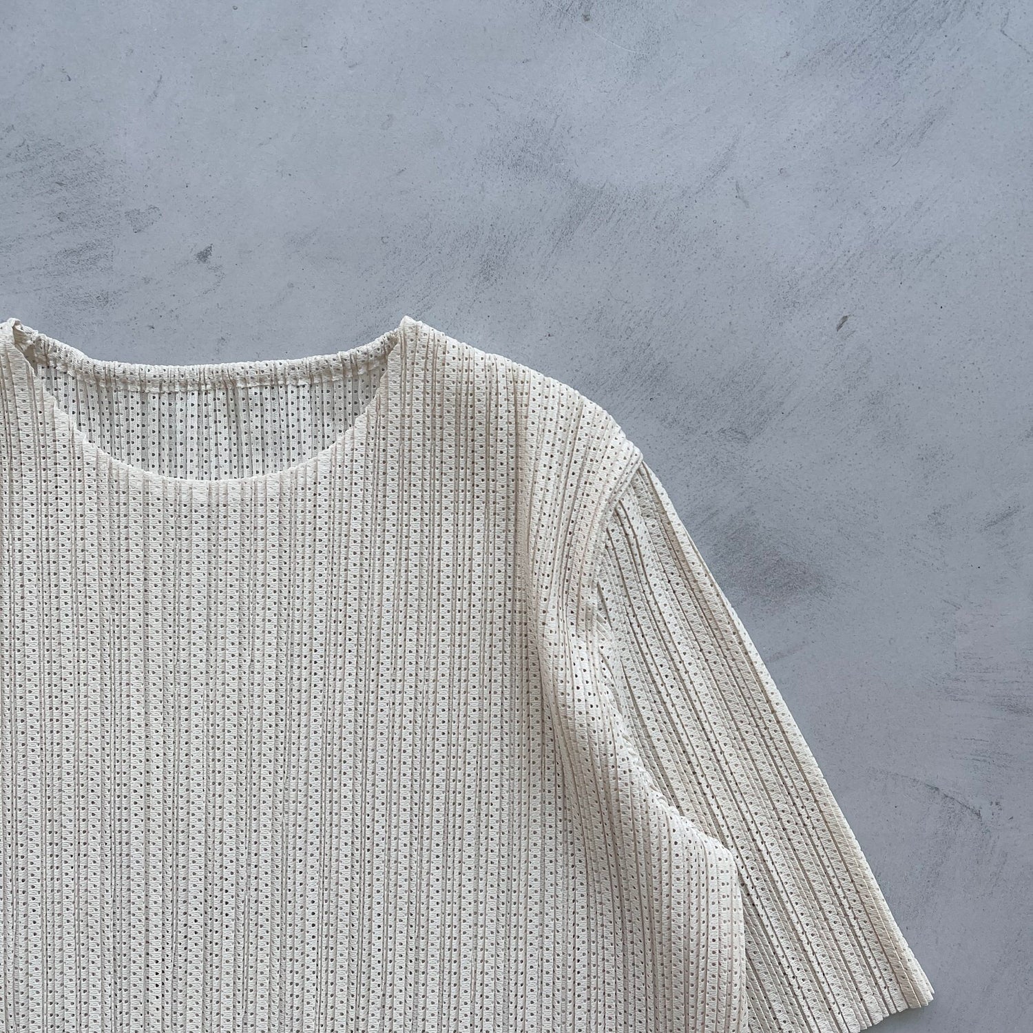【SAMPLE】pleats mesh tee / ivory