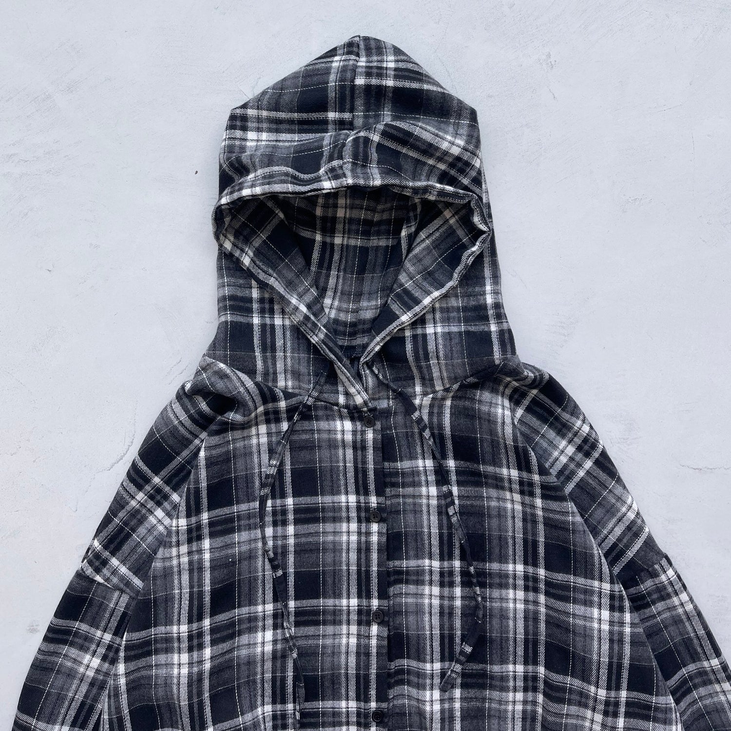 【SAMPLE】check hoodie long tee / black