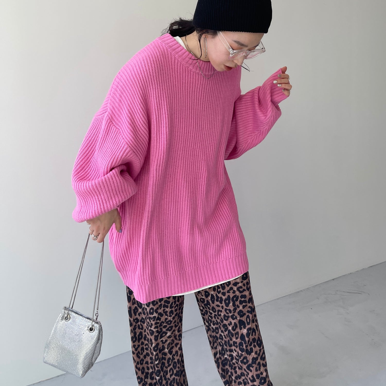 perfect silhouette super over knit / pink