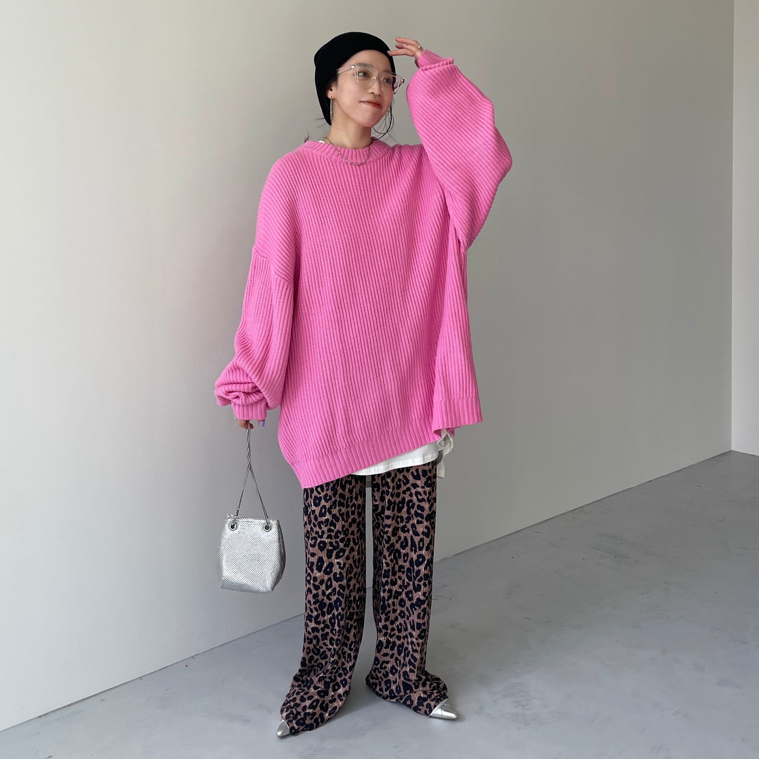 perfect silhouette super over knit / pink