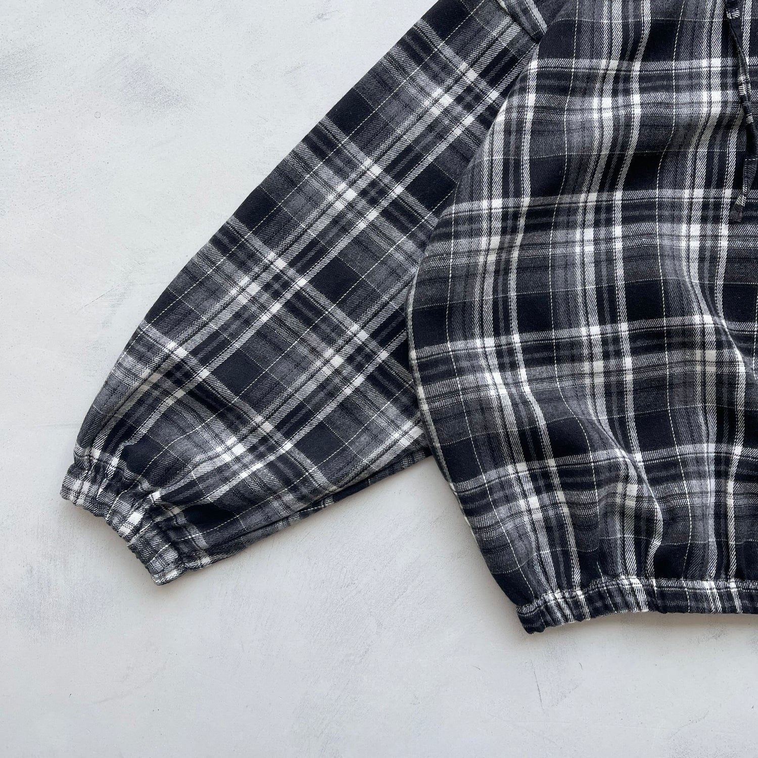 【SAMPLE】check hoodie long tee / black