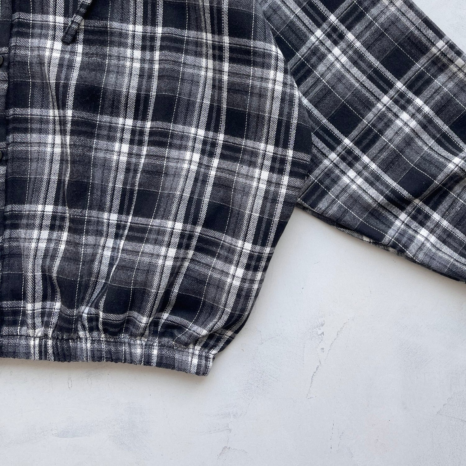 【SAMPLE】check hoodie long tee / black