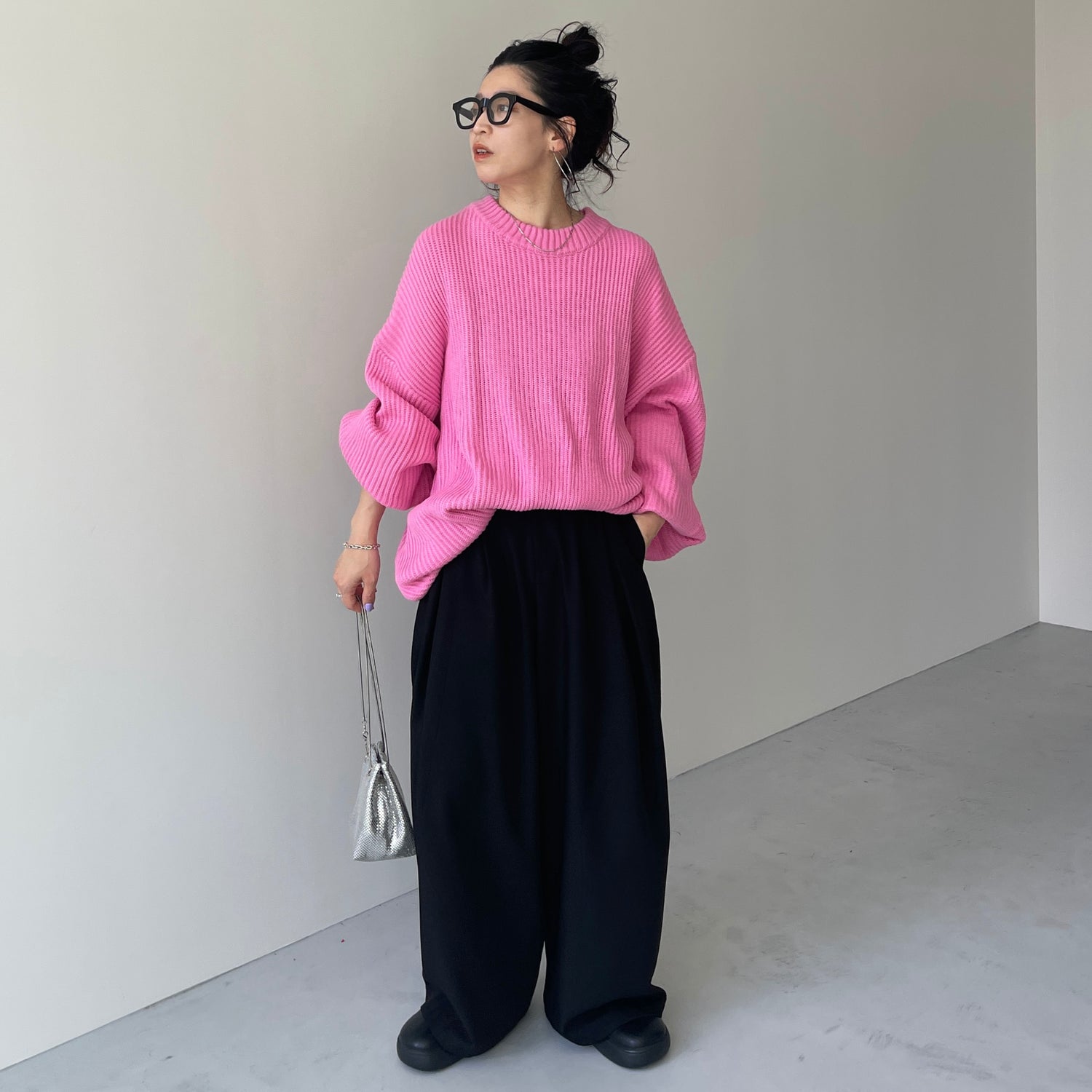 perfect silhouette super over knit / pink