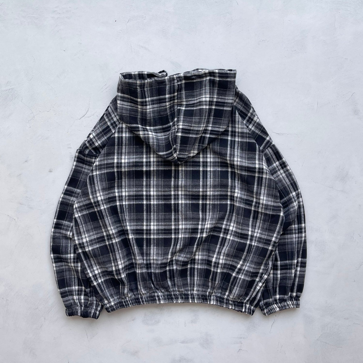 【SAMPLE】check hoodie long tee / black