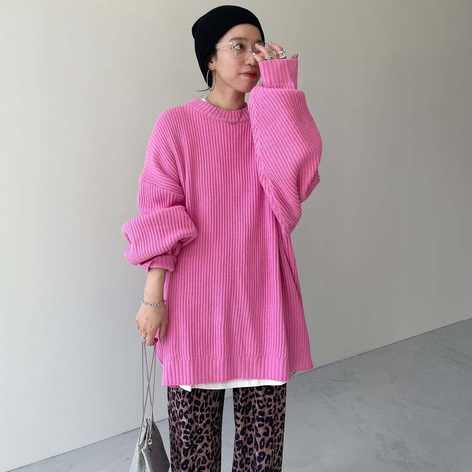 perfect silhouette super over knit / pink