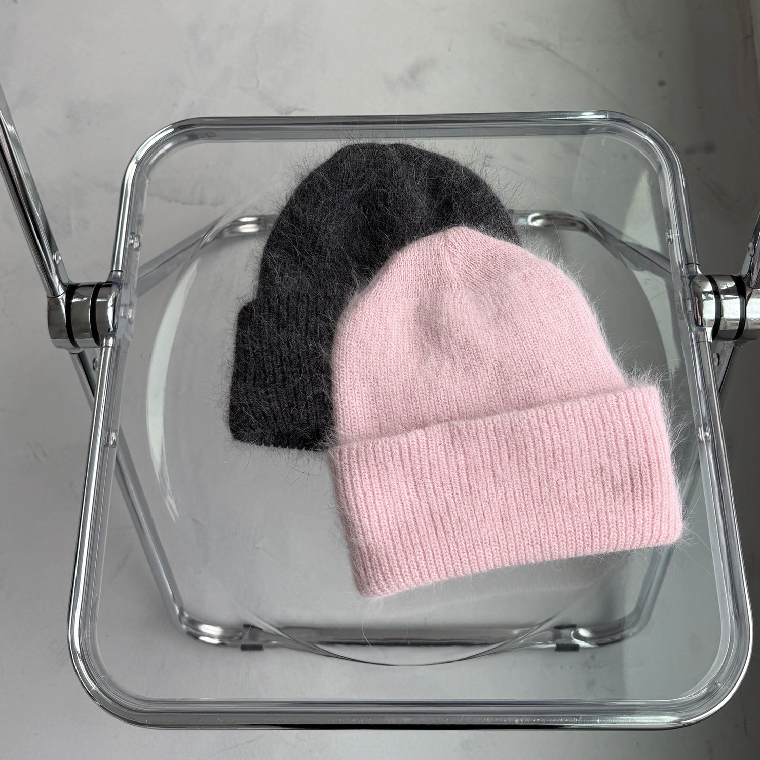 angora snow beanie / pink