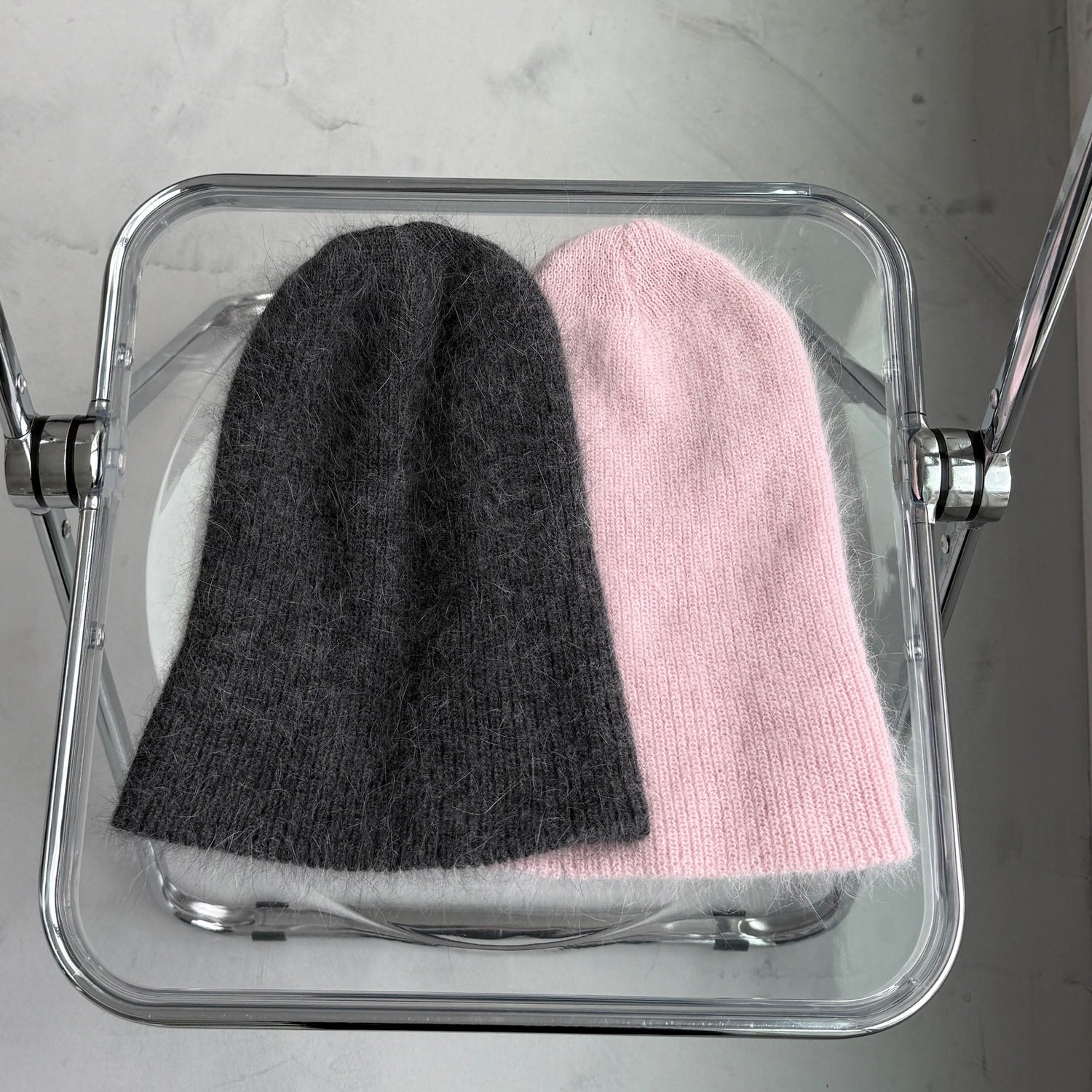 angora snow beanie / pink