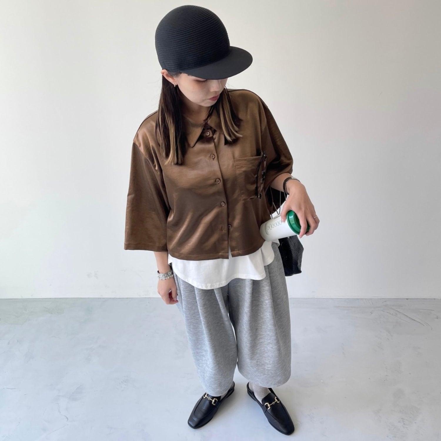 【選べるタイプ】super loose sweat half pants / gray