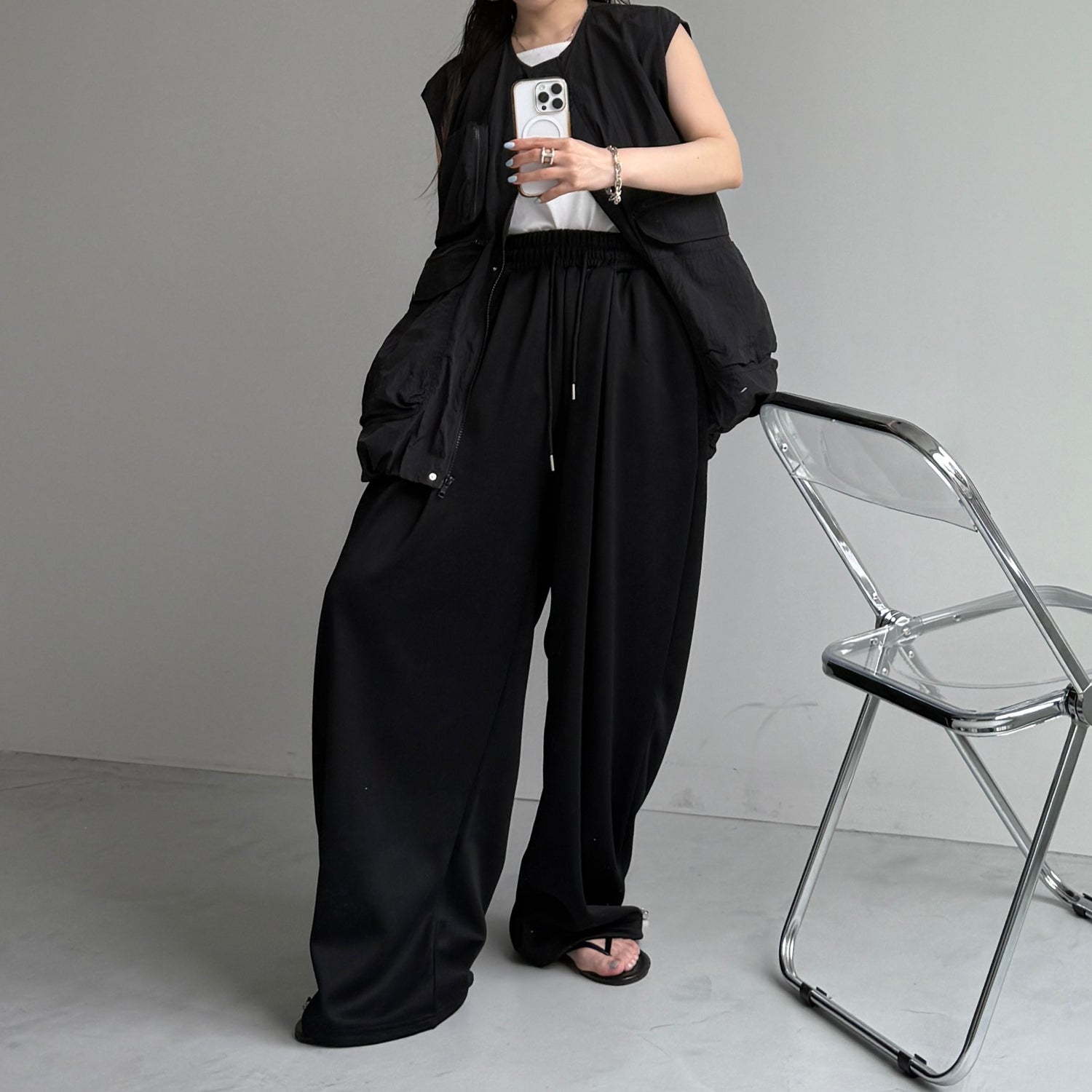 super loose sweat pants / black