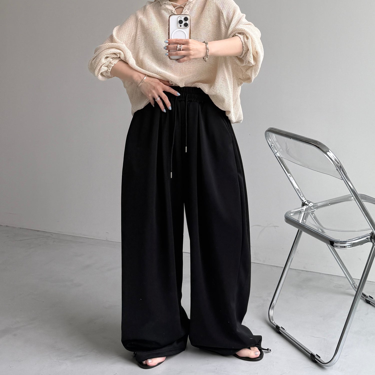 super loose sweat pants / black
