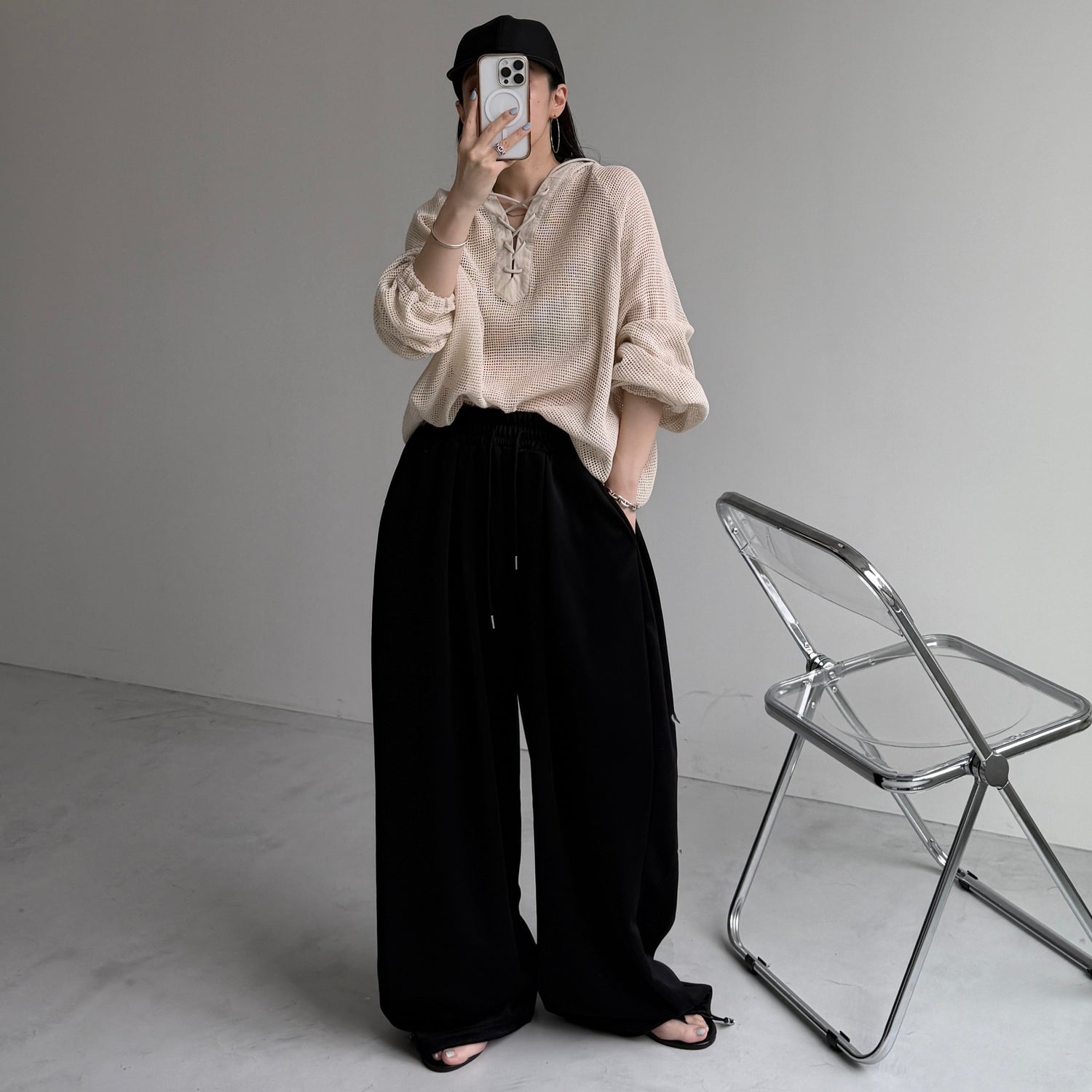 super loose sweat pants / black