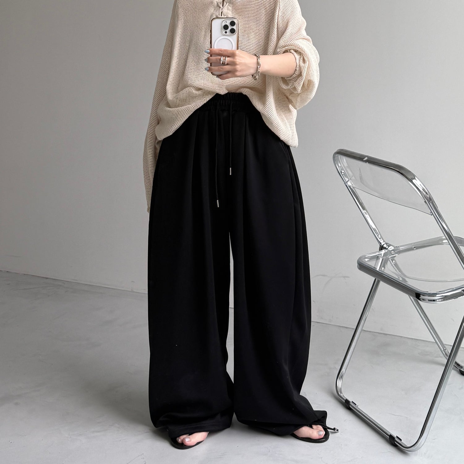 super loose sweat pants / black