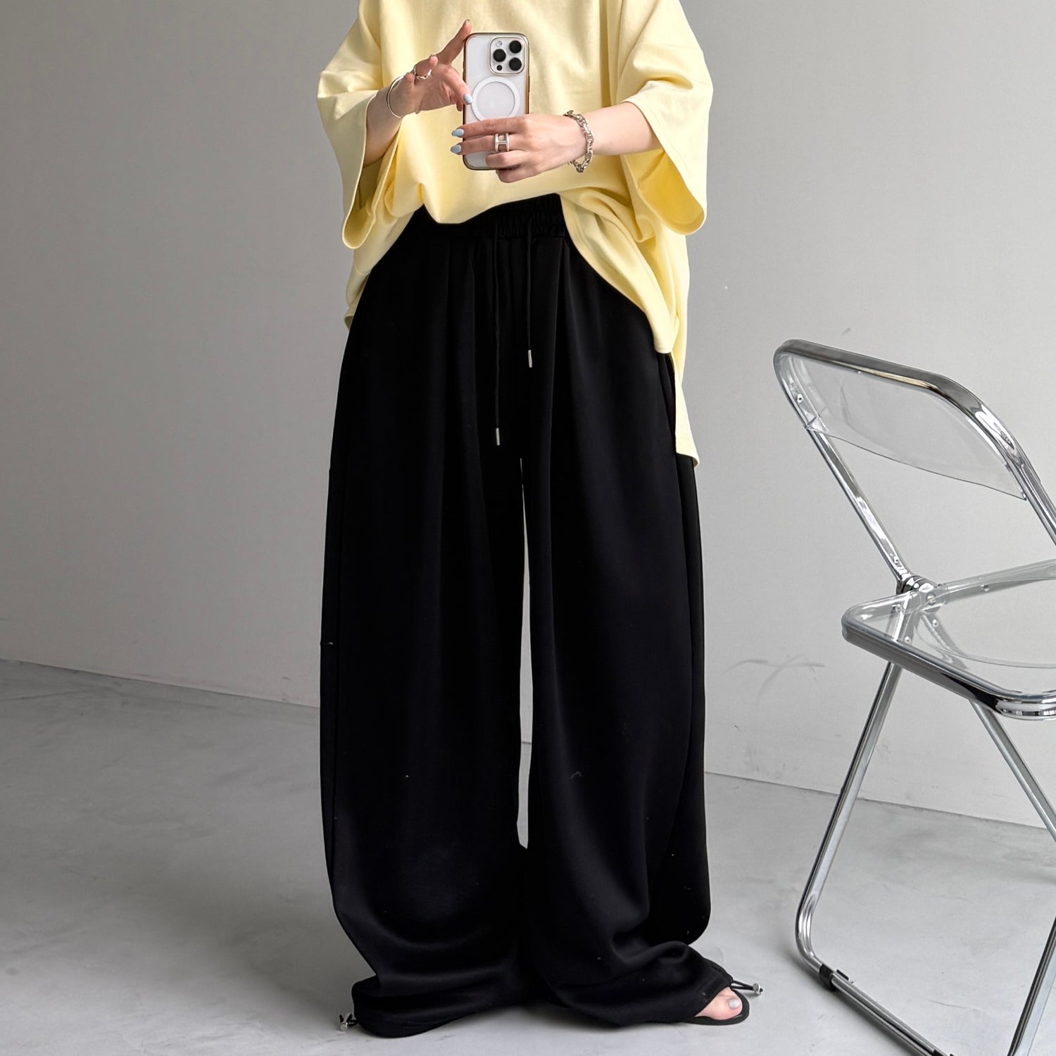 super loose sweat pants / black