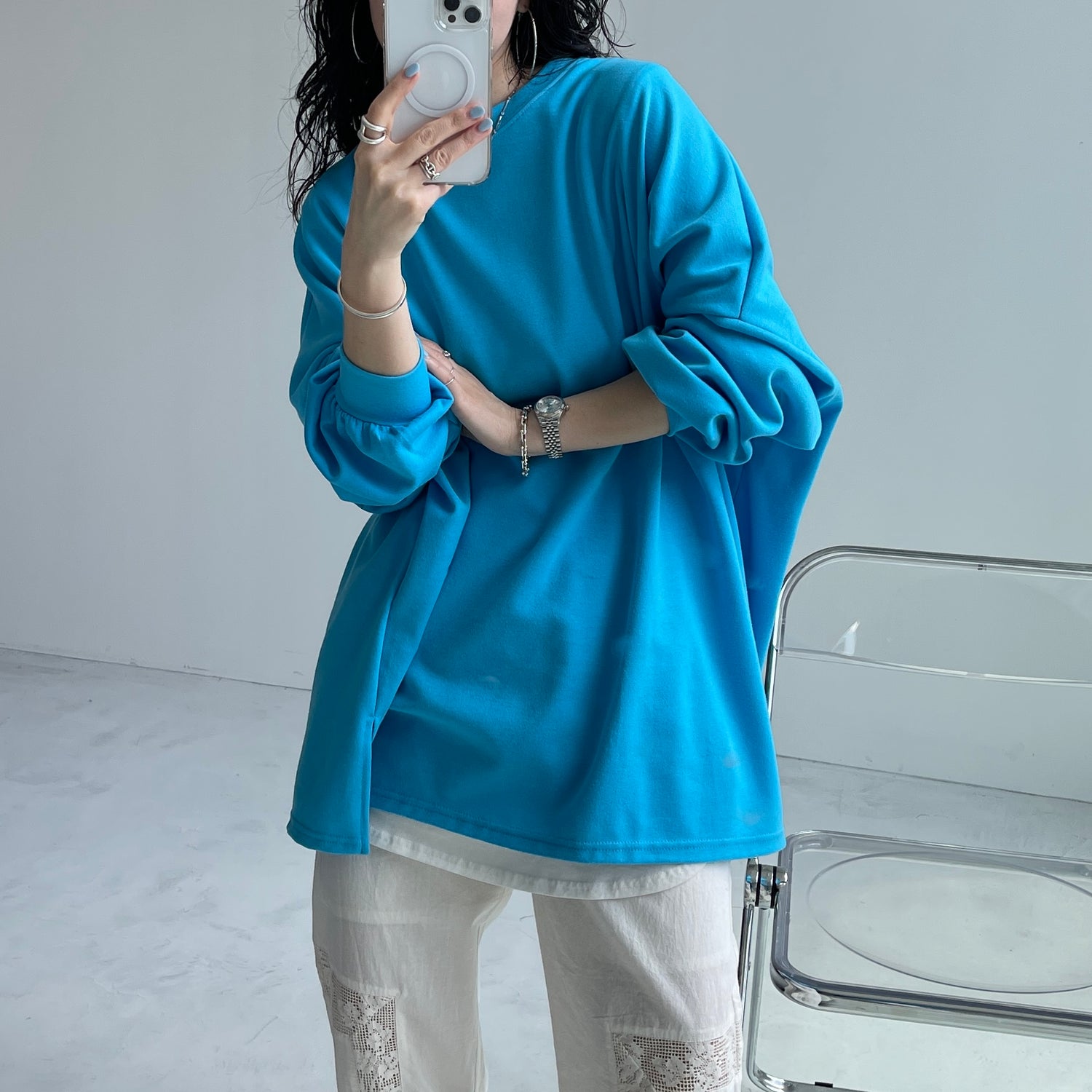 super loose light sweatee / turquoise [3size]