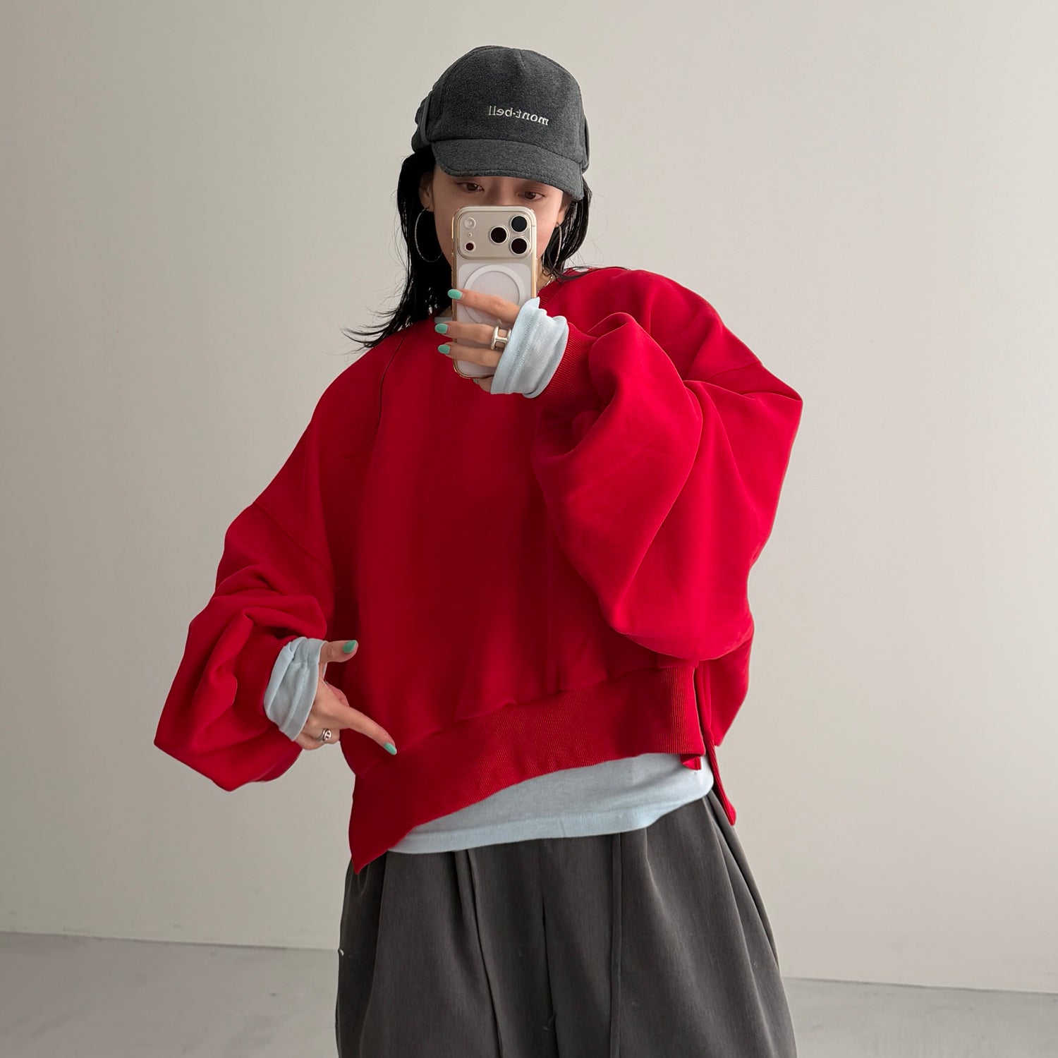 KASANE sheer tee / light blue