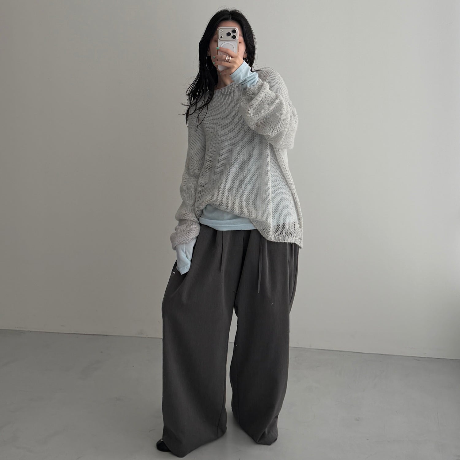 cinnamon mesh knit / light gray