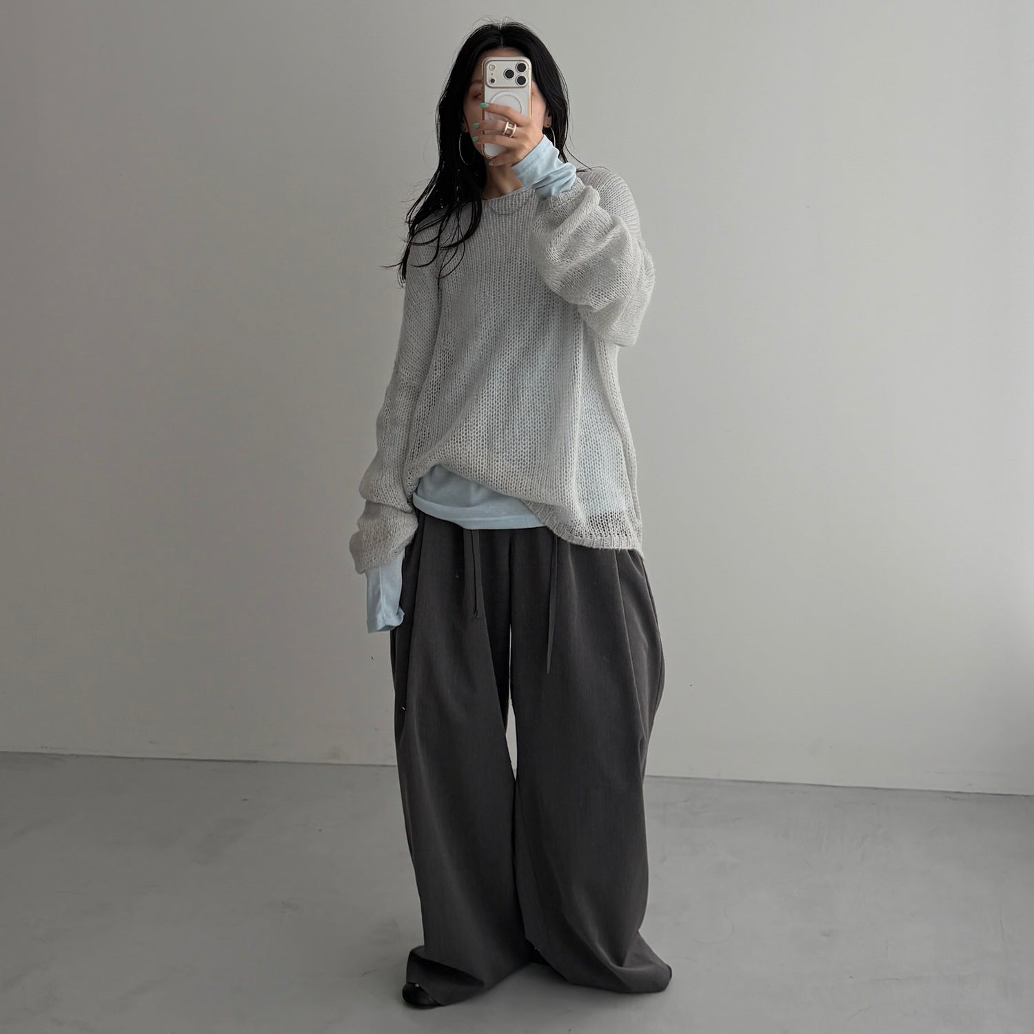 KASANE sheer tee / light blue