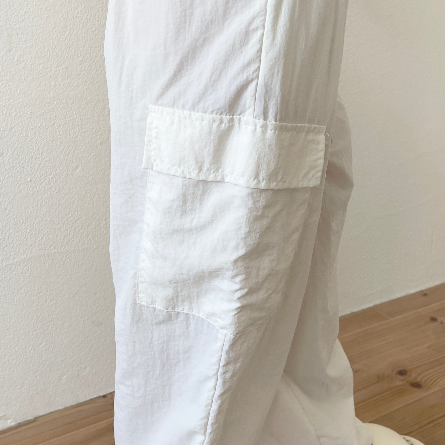 【SAMPLE】nylon cargo shaka pants / ivory