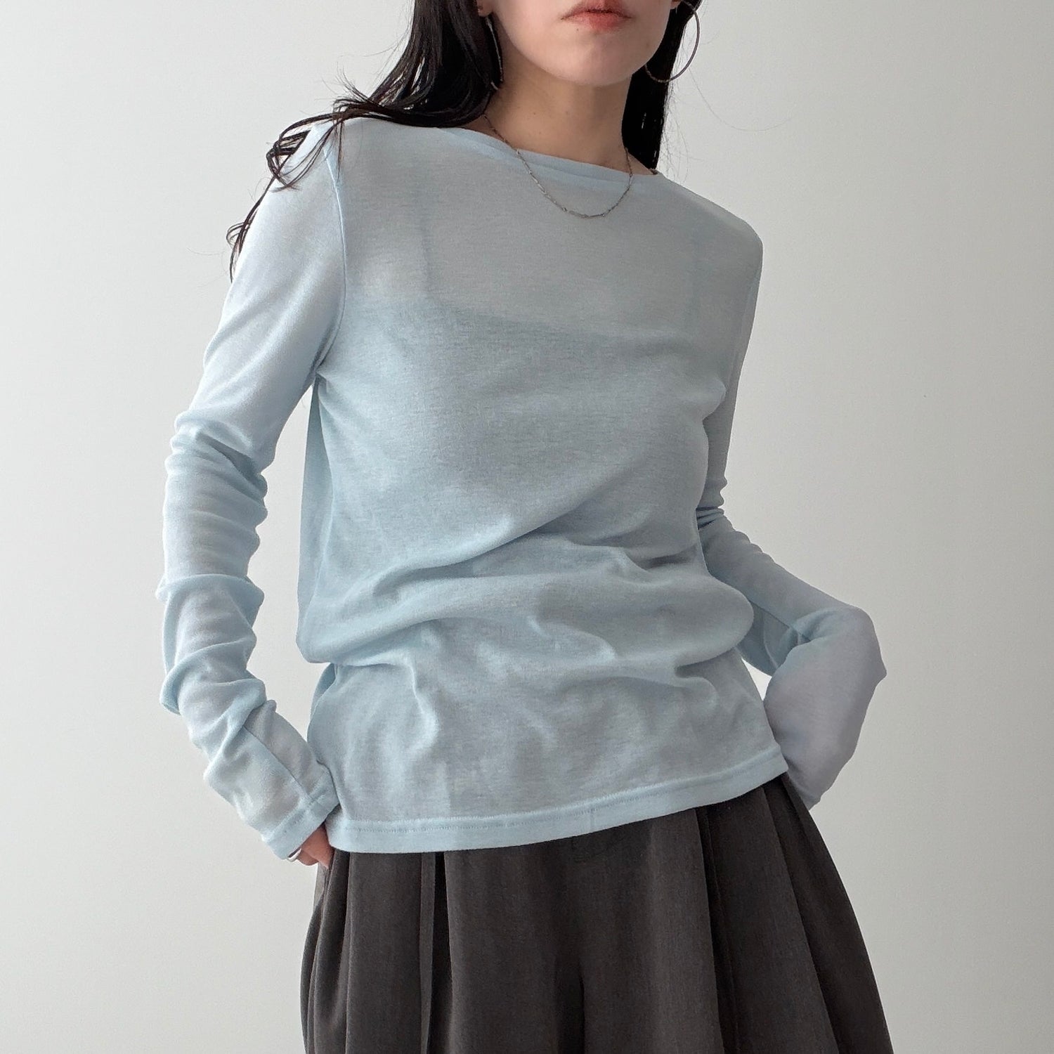 KASANE sheer tee / light blue