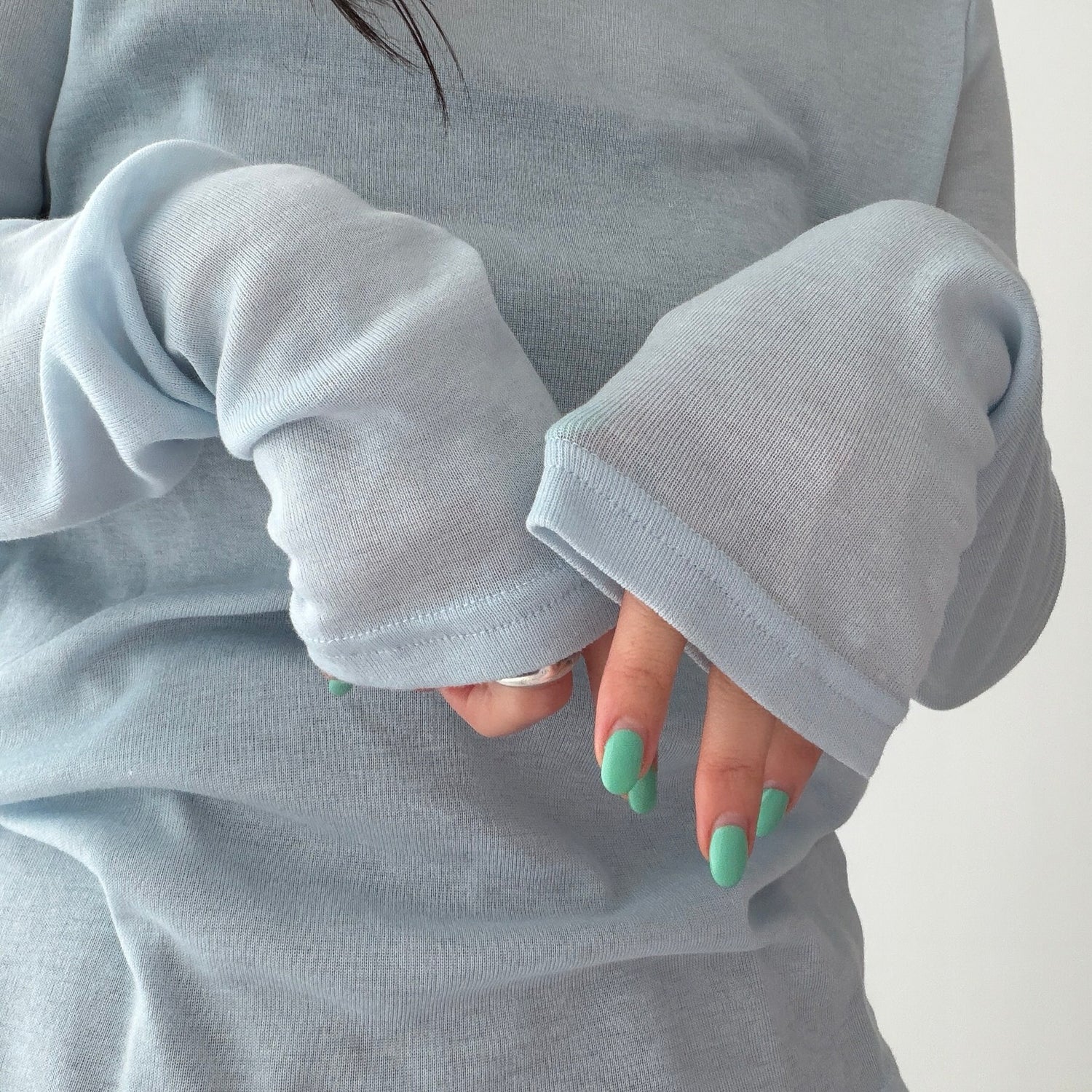 KASANE sheer tee / light blue