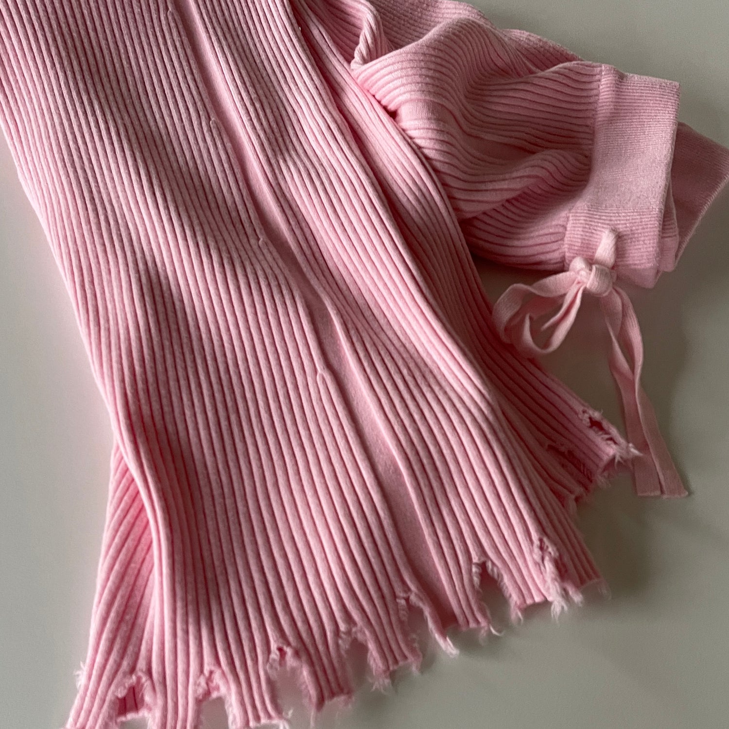 fringe knit flare pants / pink