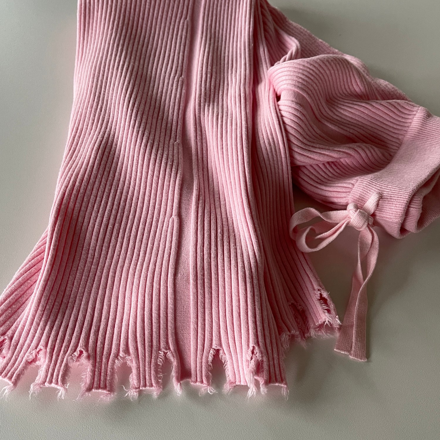 fringe knit flare pants / pink