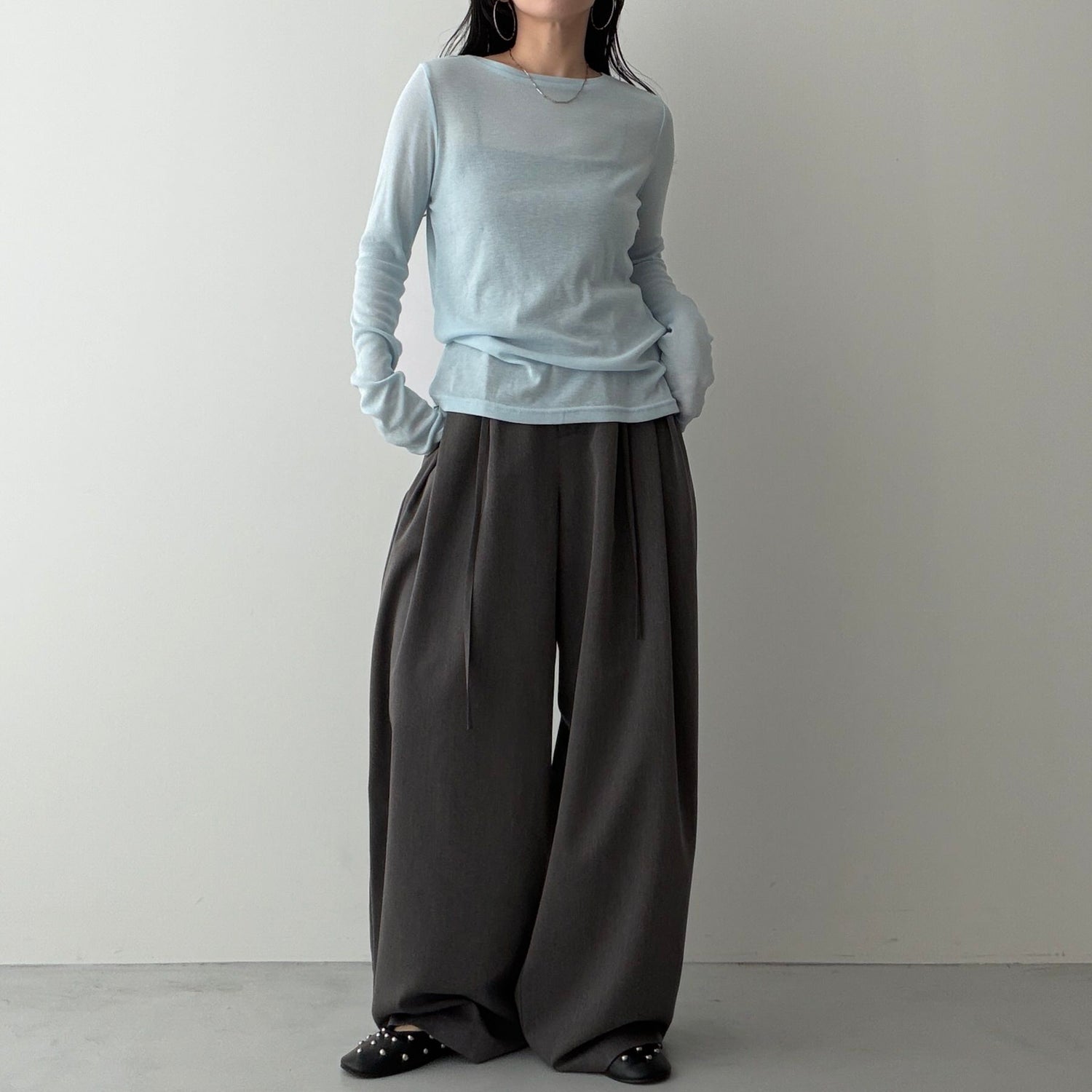 KASANE sheer tee / light blue
