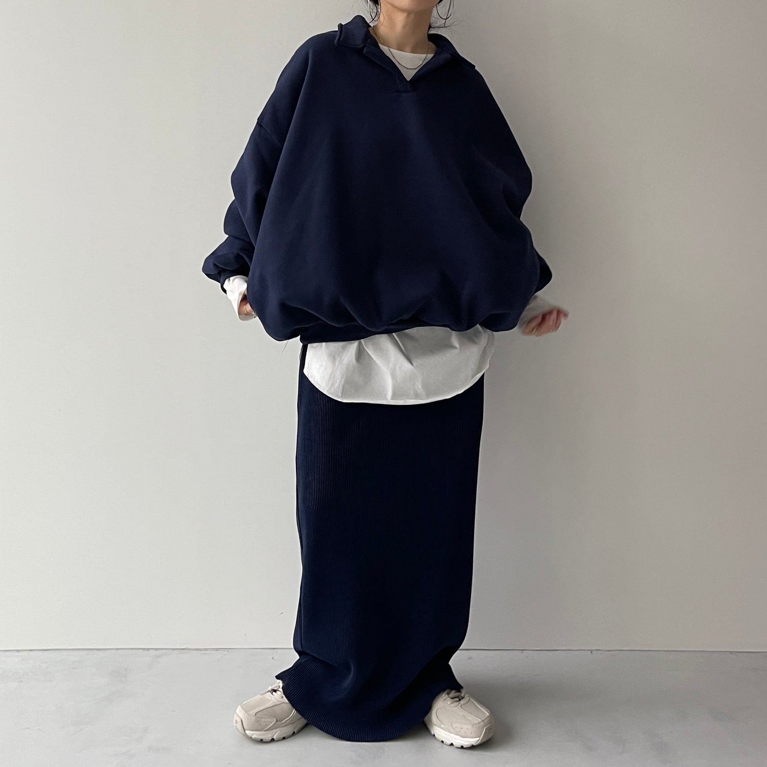 over size volume sleeve sweat / navy