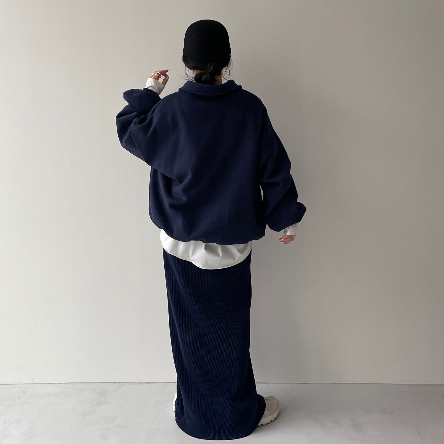 over size volume sleeve sweat / navy