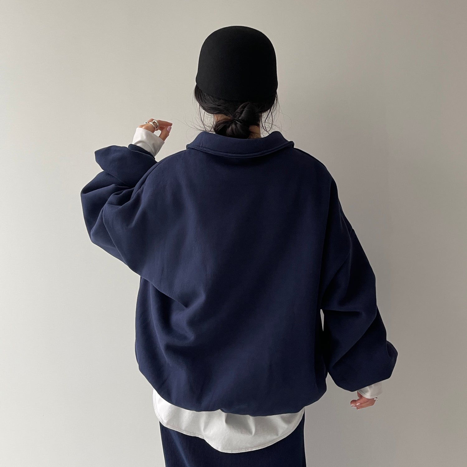 over size volume sleeve sweat / navy