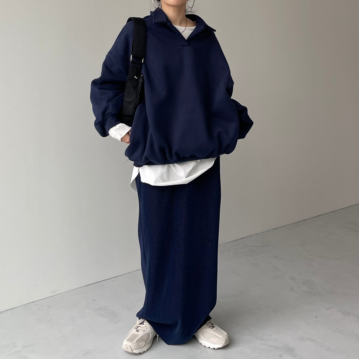 over size volume sleeve sweat / navy