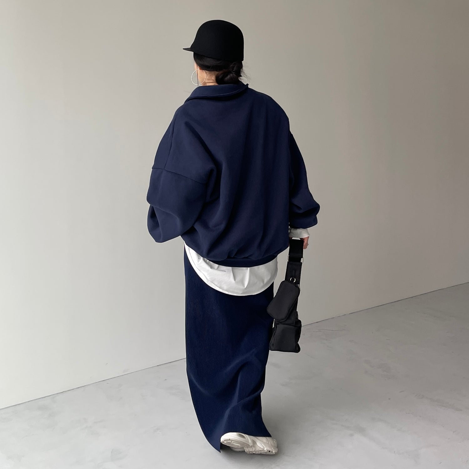 over size volume sleeve sweat / navy