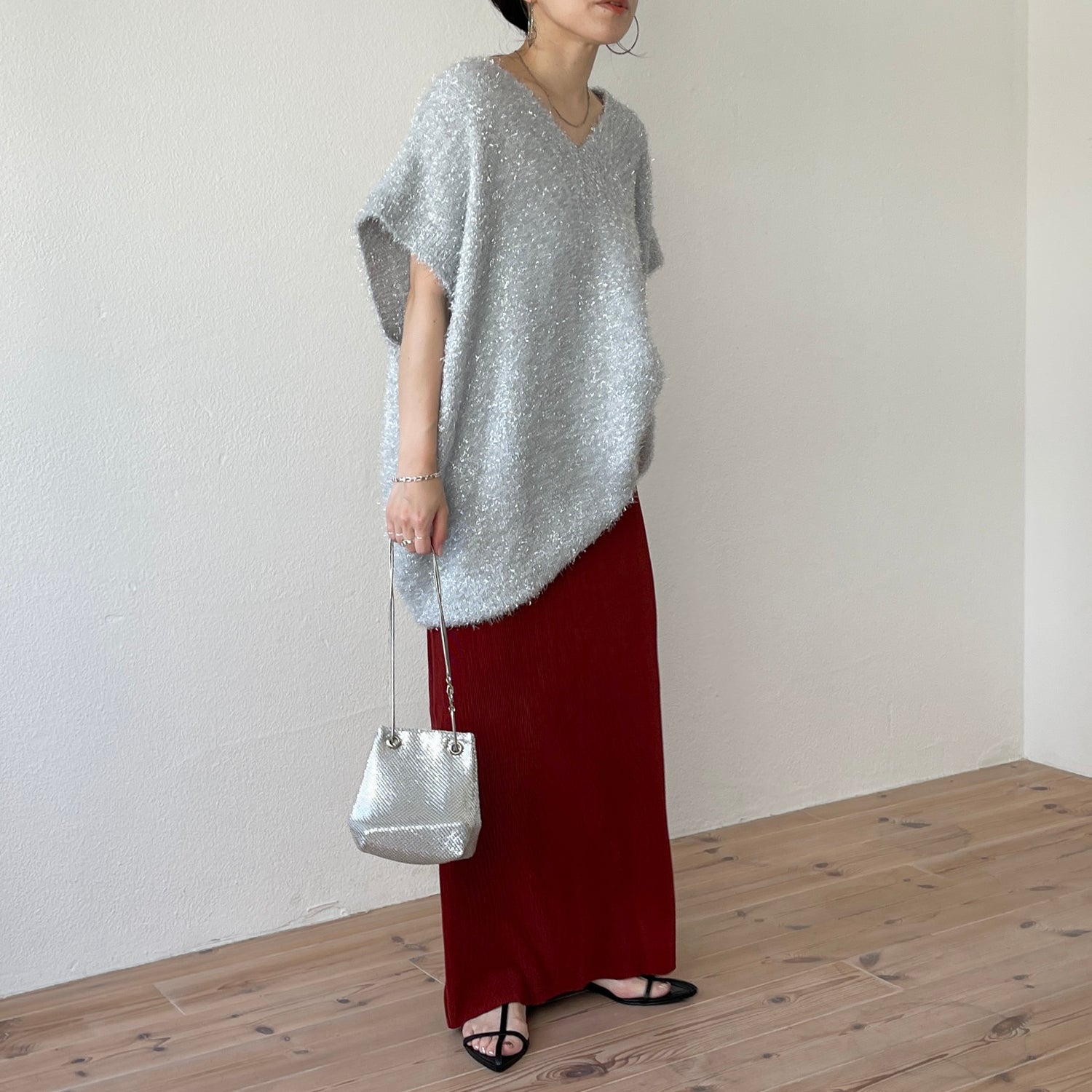 【楽天限定】daily daily super stretch pleats skirt / bordeaux