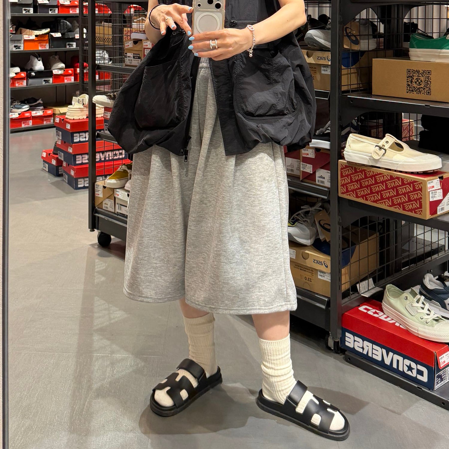 【選べるタイプ】super loose sweat half pants / gray
