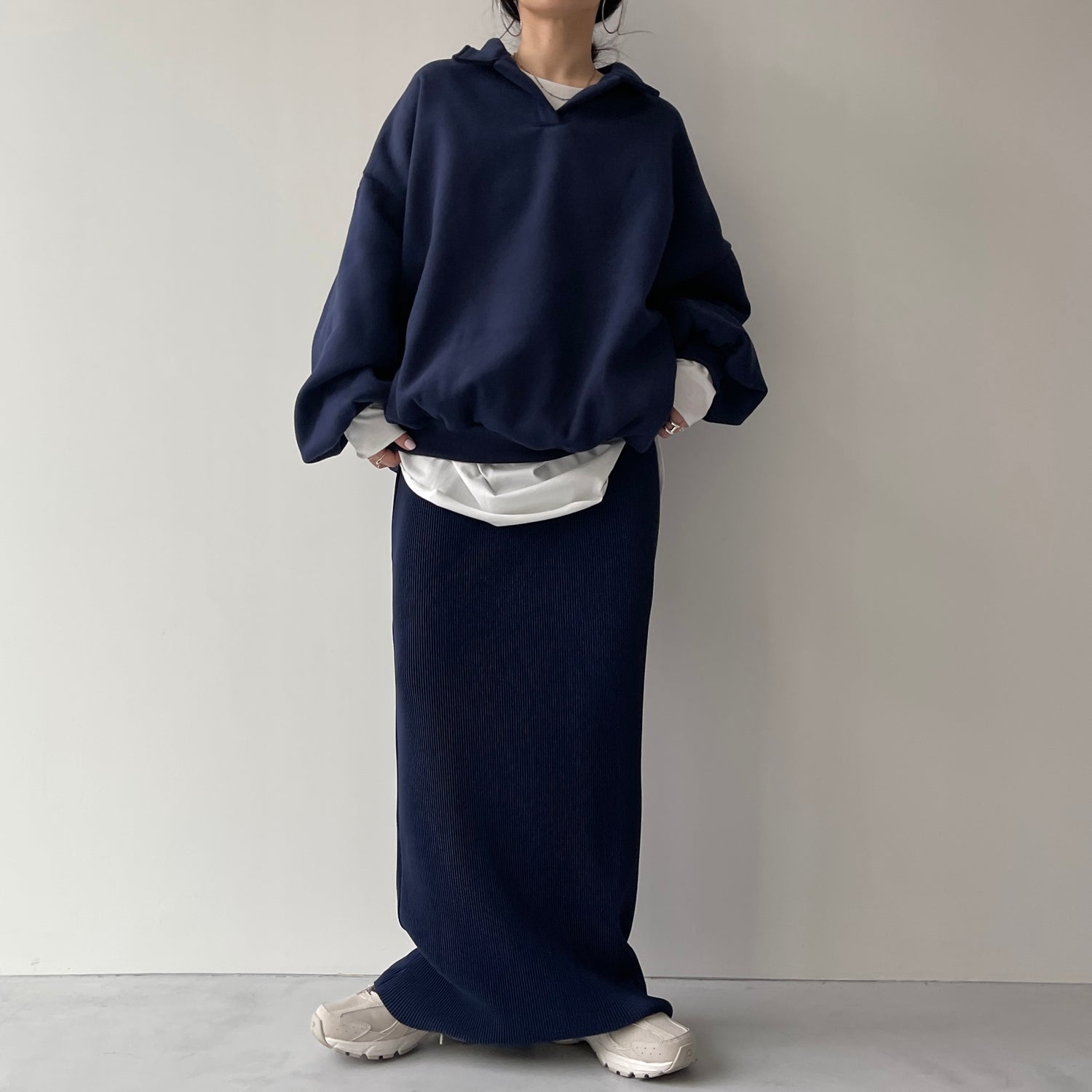 over size volume sleeve sweat / navy