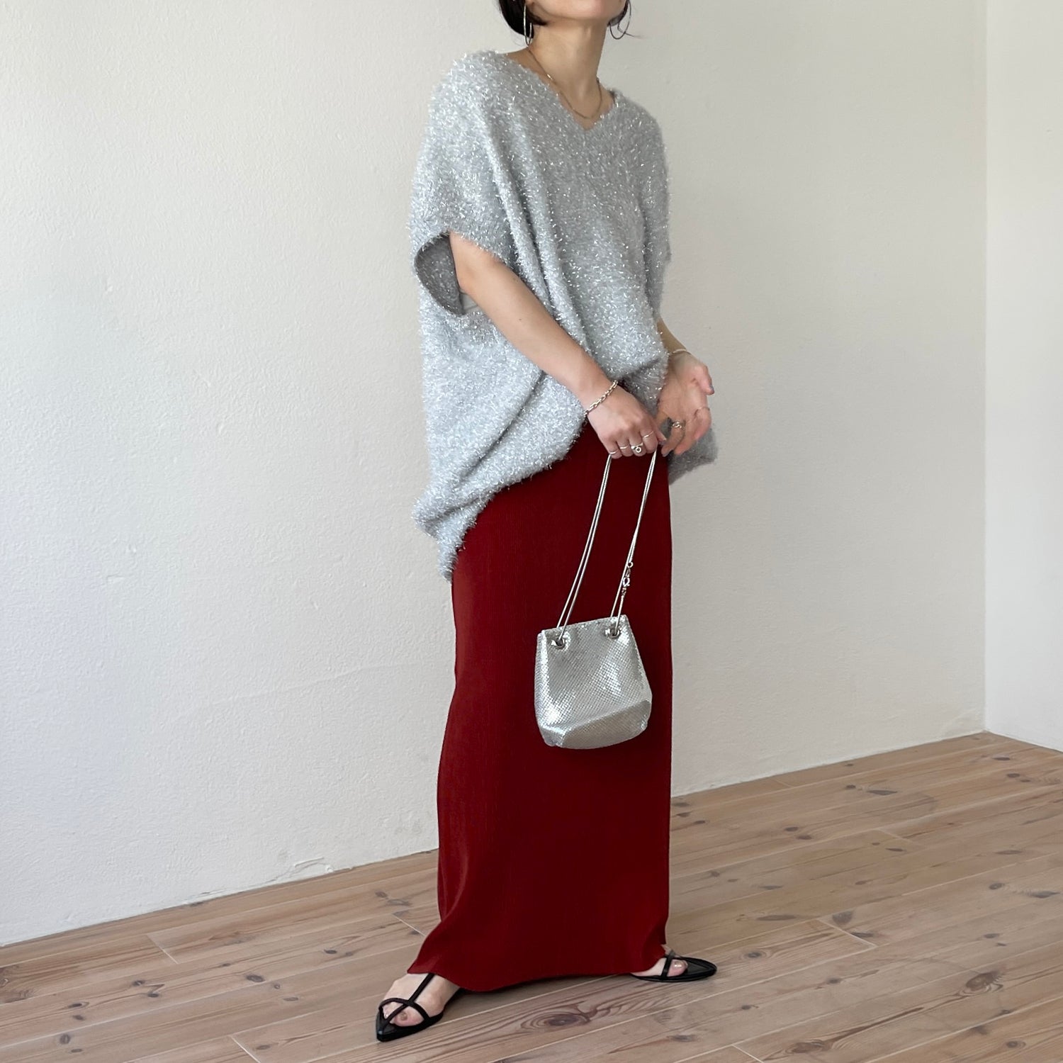 【楽天限定】daily daily super stretch pleats skirt / bordeaux