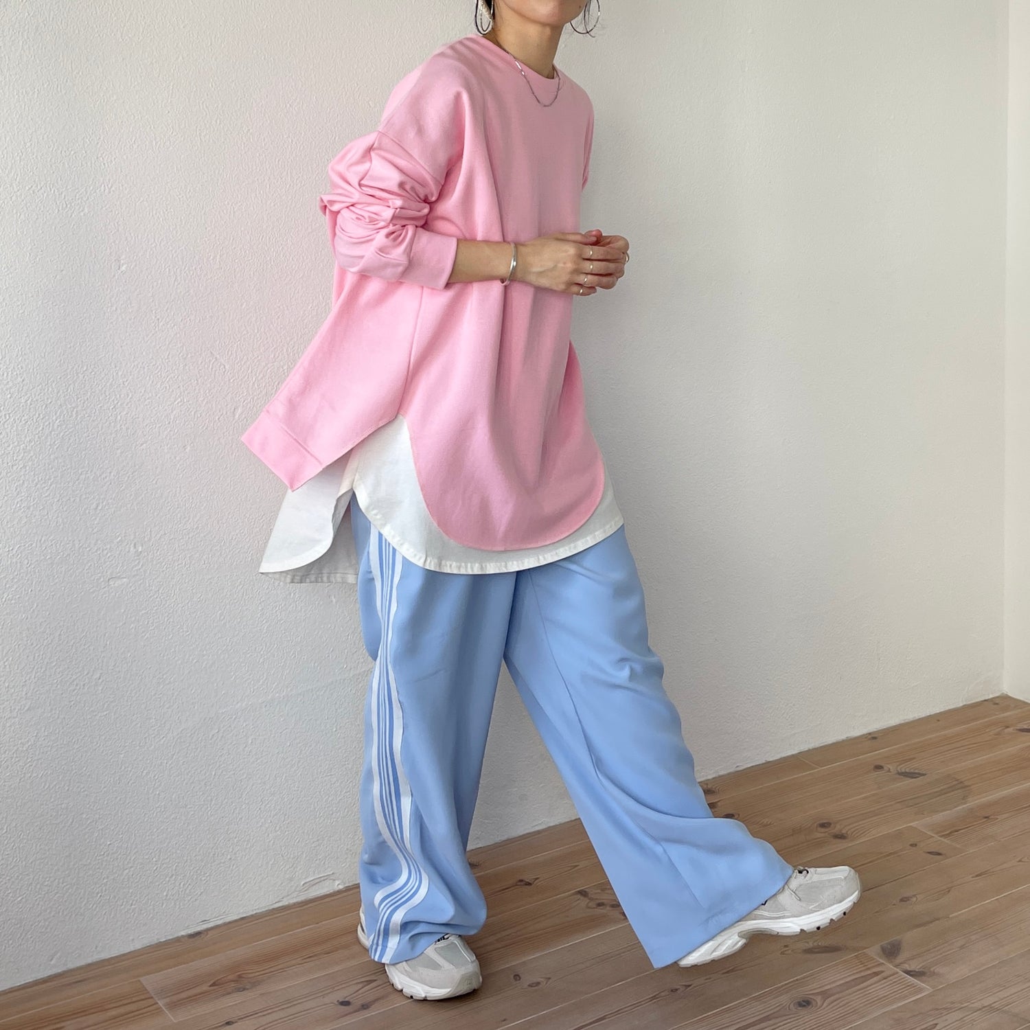 side line track pants / sky blue