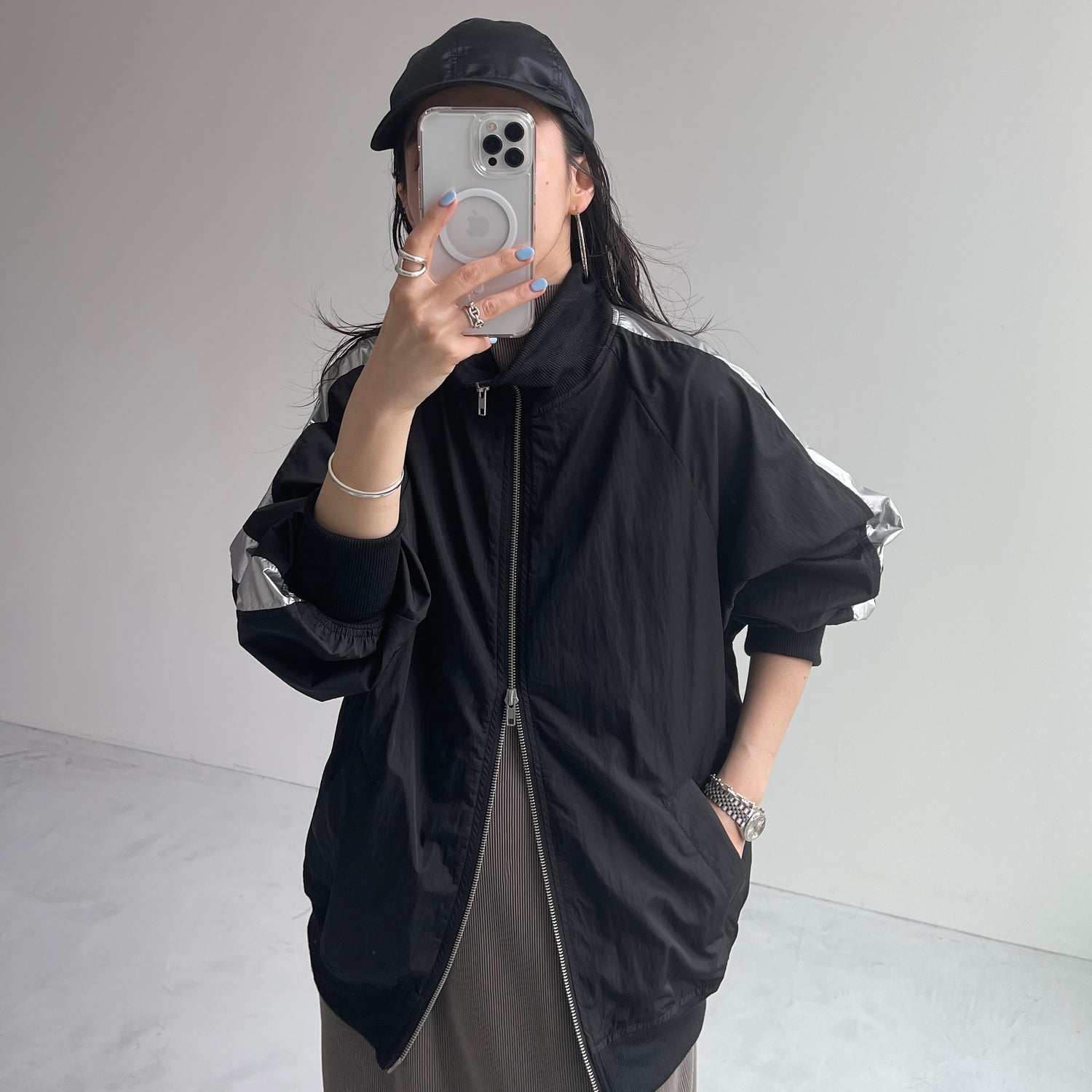 daily daily super stretch pleats one piece / ash gray [半袖 FREE or LONG]