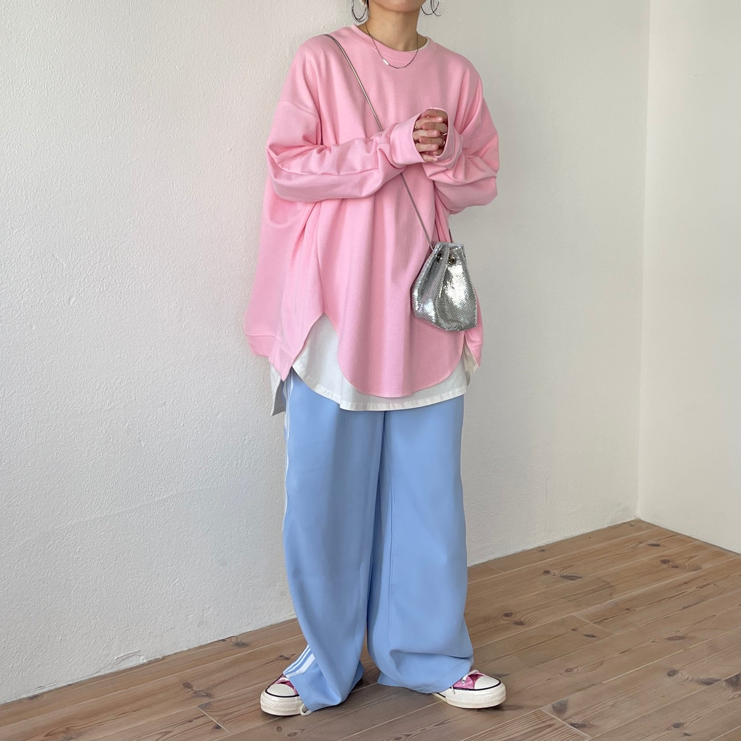 side line track pants / sky blue