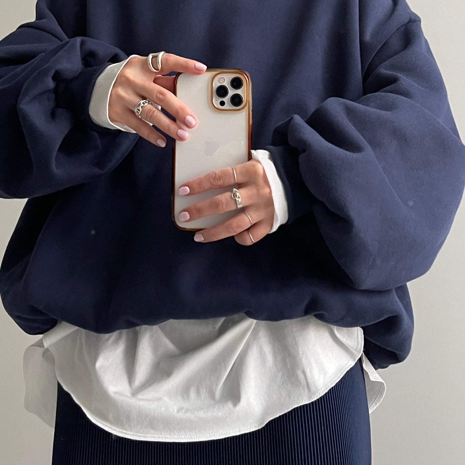 over size volume sleeve sweat / navy