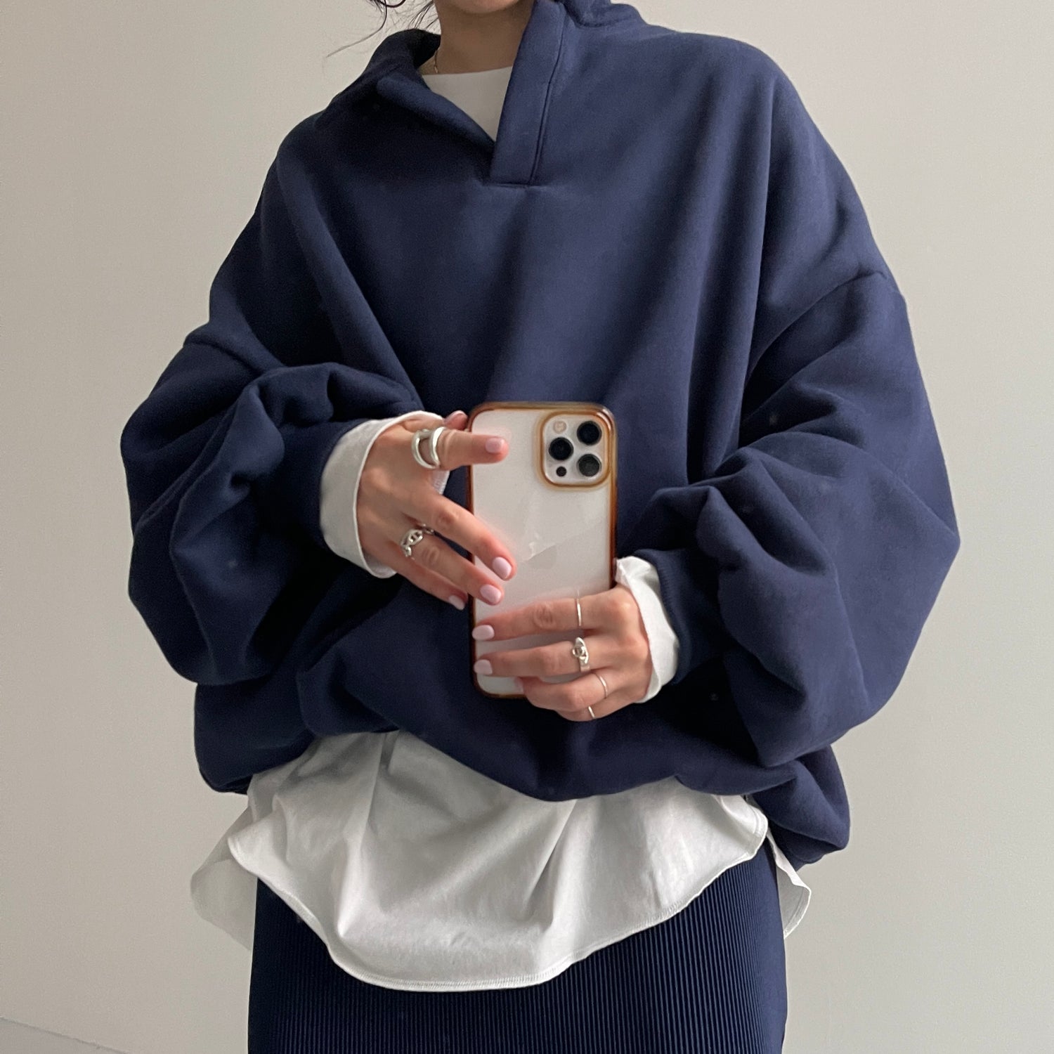 over size volume sleeve sweat / navy