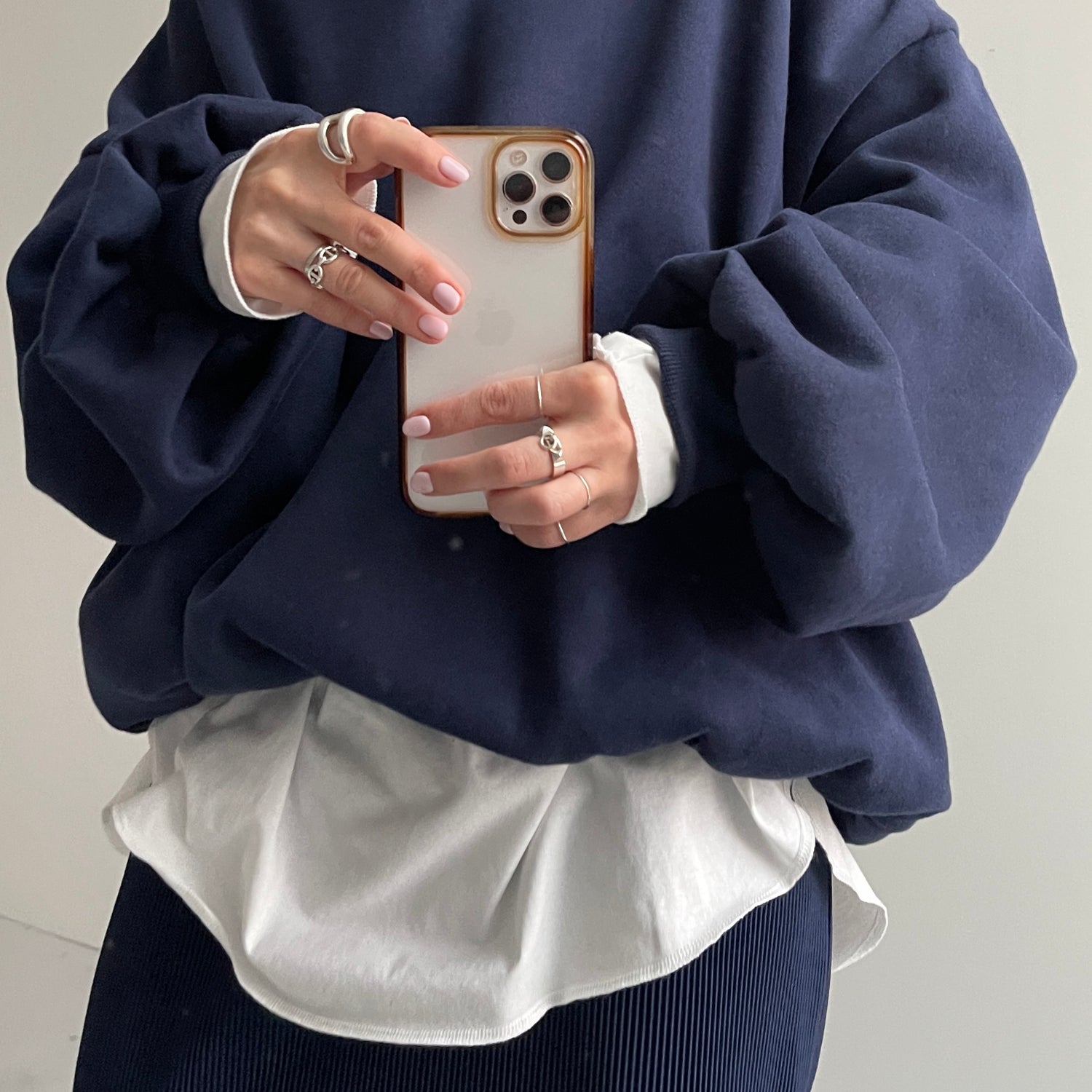 over size volume sleeve sweat / navy