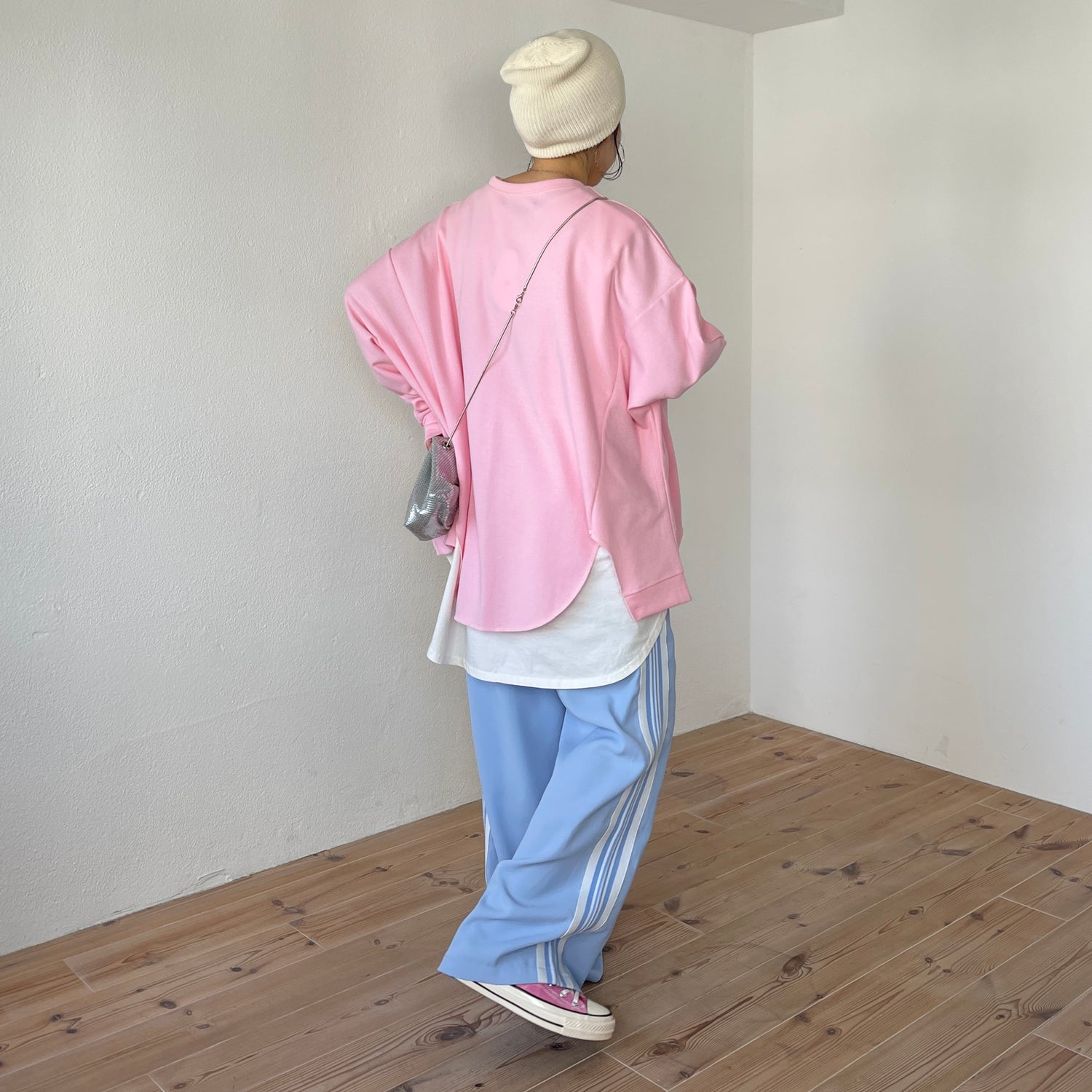 side line track pants / sky blue