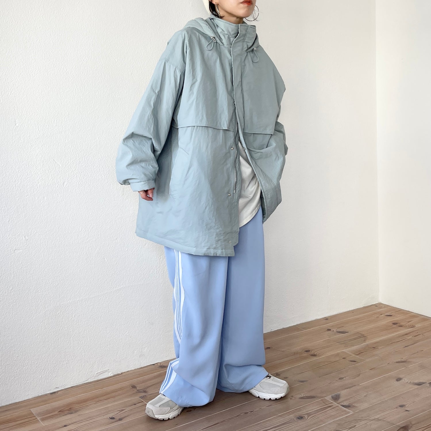 nylon foodie mods coat / blue gray